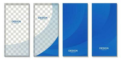 set of brochures abstract blue wave gradient background with copy space area for business vector