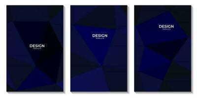 set of flyers abstract dark blue geometric background with triangles for business vector