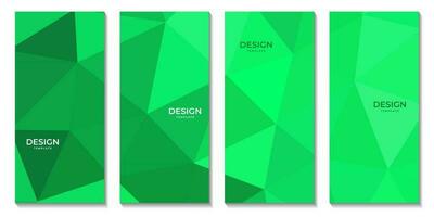 conjunto de folletos resumen triangulos verde antecedentes. vector ilustración.