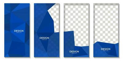 set of brochures abstract blue triangles background with copy space area for business vector