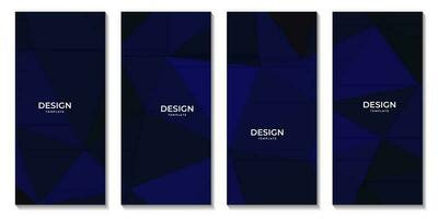 set of brochures abstract dark blue geometric background with triangles for business vector