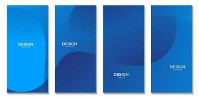 set of brochures modern simple blue wave gradient vector background for business