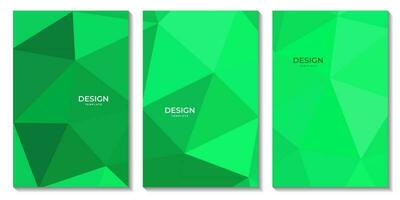 set of flyers abstract triangles green background. vector illustration.