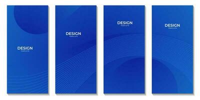 set of brochures abstract blue wave gradient background for business vector
