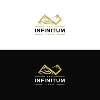 logo para hermosa y de buen tono inversión empresa con infinito montaña y edificio vector