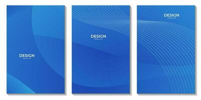 set of flyers with abstract blue wave background for business vector