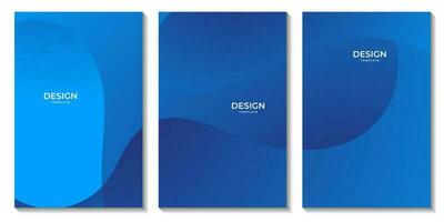 set of flyers modern simple blue wave gradient vector background for business