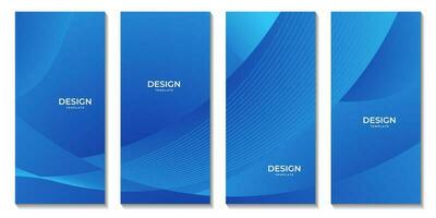 set of brochures with abstract blue wave gradient background for business presentation vector