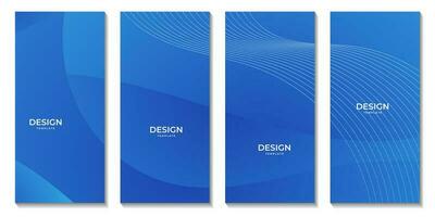 set of brochures with abstract blue wave background for business vector