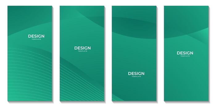 set of brochures abstract green background with waves for business vector