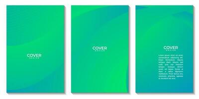 set of flyers abstract blue and green background with waves for business vector