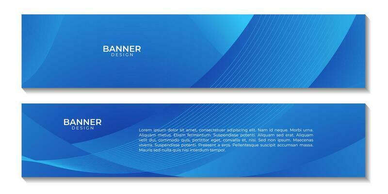 set of banners with abstract blue wave gradient background for business presentation