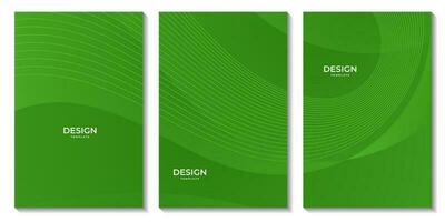 abstract flyers set green gradient colorful wave background for business vector