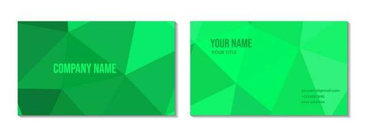 business card design abstract triangles green background. vector illustration.