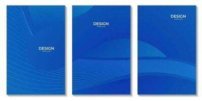 set of flyers abstract blue gradient background with waves for business vector