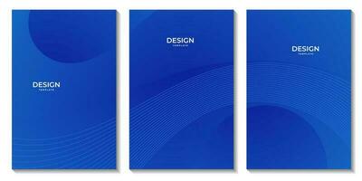 set of flyers abstract blue wave gradient background for business vector