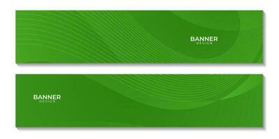 abstract banners set green gradient colorful wave background for business vector