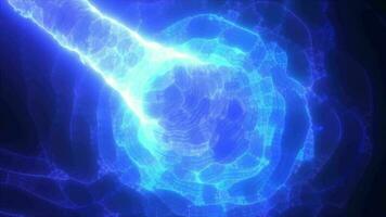 abstrakt blå energi tunnel virvlande lysande ljus trogen hi-tech bakgrund video
