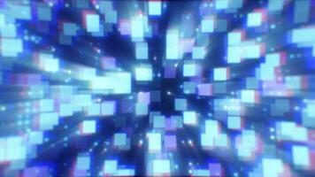 Abstract blue futuristic hi-tech energy particles dots and squares magical bright glowing background video