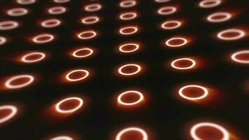 Abstract orange pattern of glowing geometric circles loop futuristic hi-tech black background video