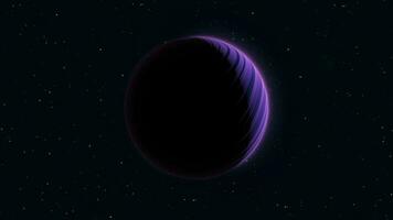 abstrait en boucle filage planète violet salut-technologie lumineux rond sphère dans espace contre le Contexte de étoiles, vidéo 4k, 60 images par seconde video