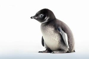 Cute little penguin isolated on white background. photo