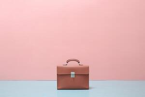 0288. Briefcase in front of light pastel wall. photo