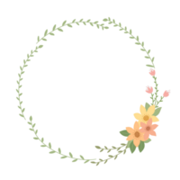 Bordered floral wreath in flat style png