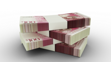 3D rendering of Stacks of Tongan pa'anga notes isolated on transparent background png