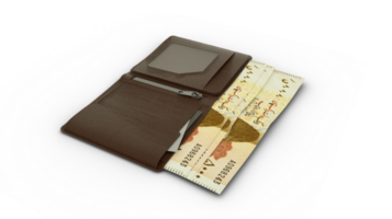 3D rendering of Pakistani Rupee notes in wallet png