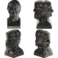 Double Herm of Aristophanes and Menander Black glossy marble and gold statue graphic design websites png