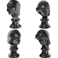 the Mourning Penelope A captivating black marble statue with golden accents for artistic projects png