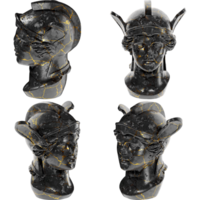 Head of Athena Parthenos A stunning black marble statue with golden accents. for artistic projects png