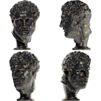 Head of Vatican Apoxyomenos A stunning black marble statue with golden accents for artistic projects png