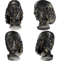 Fragment of a black marble statue Female head. Perfect for graphic design, websites and social media png