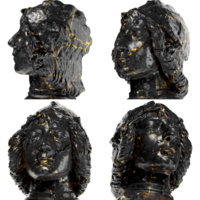 uma capacete vestido homem com uma peito arreios belas trabalhada dentro Preto mármore com requintado ouro png