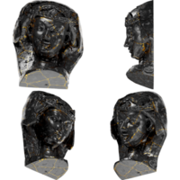 Head of an unwise Virgin A captivating black marble statue with golden accents for artistic projects png