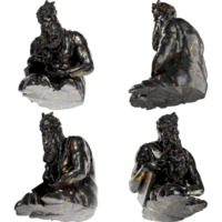 Exquisite 3D render of the Moses statue blend of black glossy marble and stunning gold accents. png