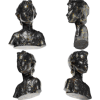 3D render of the John the Baptist as a child statue crafted in black glossy marble with elegant gold png