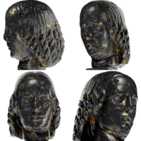 Fragment of a black marble statue Female head. Perfect for graphic design, websites and social media png