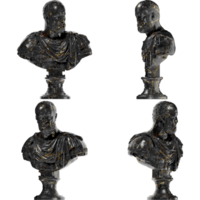 Cosimo I de Medici Black glossy marble and gold statue. Perfect for graphic design, social media png