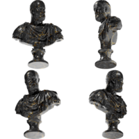 Cosimo I de Medici Black glossy marble and gold statue. Perfect for graphic design, social media png