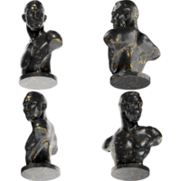 Boxer Emil Andreasen Black glossy marble and gold statue. Perfect for graphic design, social media png