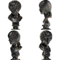 3D render of Portrait of Minatia Polla statue blend of black glossy marble and stunning gold accents png