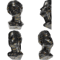 Head of an unwise Virgin A captivating black marble statue with golden accents for artistic projects png