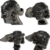 utsökt 3d framställa av de hypos staty, tillverkad i svart glansig marmor med lyxig guld accenter png