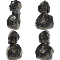 a helmet clad man with a chest harness beautifully crafted in black marble with exquisite gold png