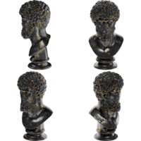 Colossal portrait of Lucius Verus Black glossy marble and gold statue for graphic design, promotions png