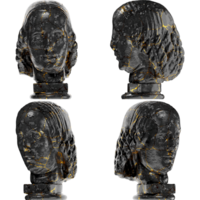 Fragment of a black marble statue Female head. Perfect for graphic design, websites and social media png