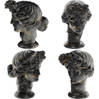 Bust of Ottavio Farnese Black glossy marble and gold statue. Perfect for graphic design, promotions png